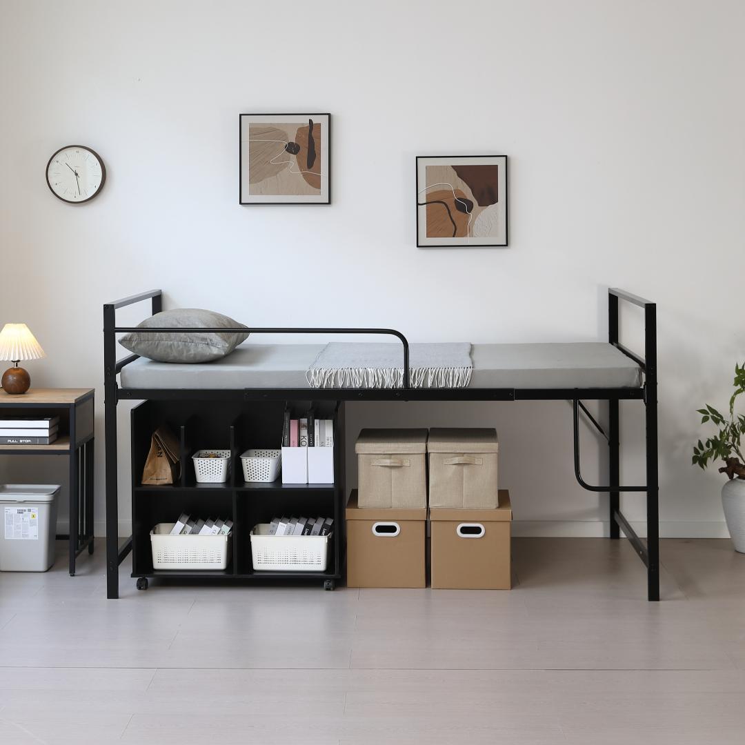 【高さ110cm】ロフトベッド 高いベッド 親子ベッド 耐震 ベッド　BLACK