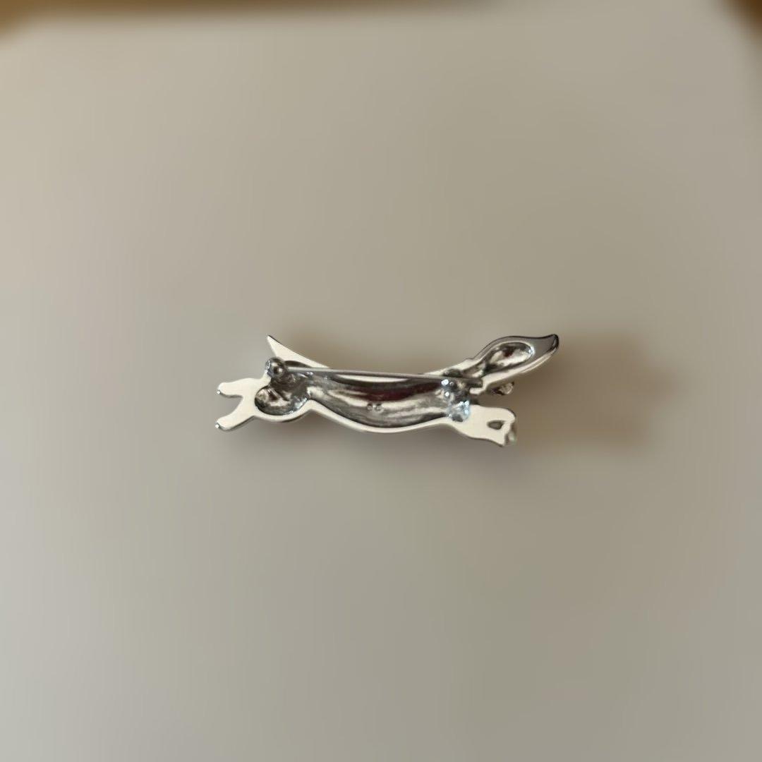 ミキモト MIKIMOTO ブローチ パール ダックスフント 犬 真珠 シルバー