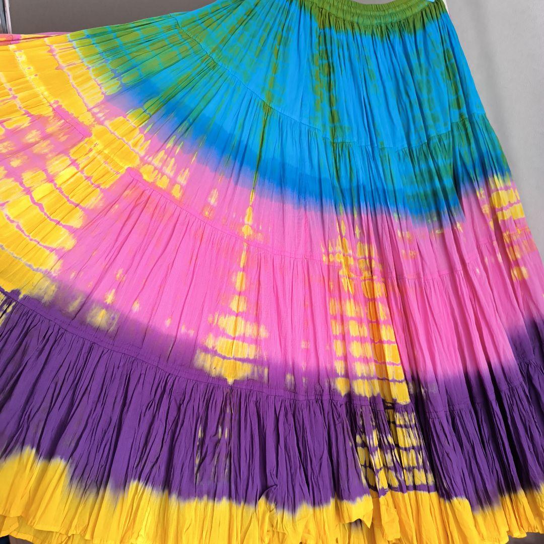 ベリーダンス　ジプシースカート　シルクベール　タイダイ柄