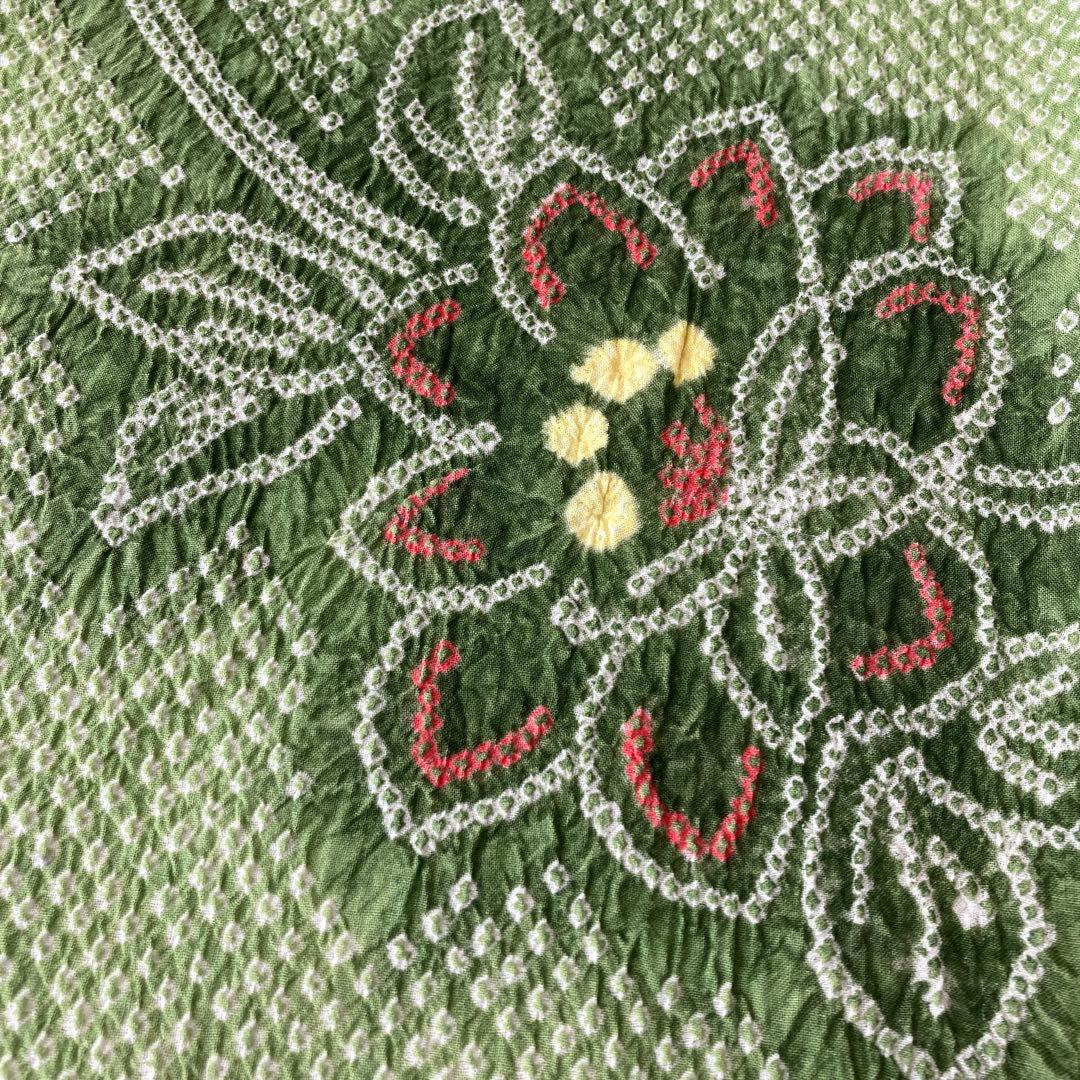 グリーン　身丈158 有松絞り 絞り染め　絞り浴衣　 浴衣　NO44