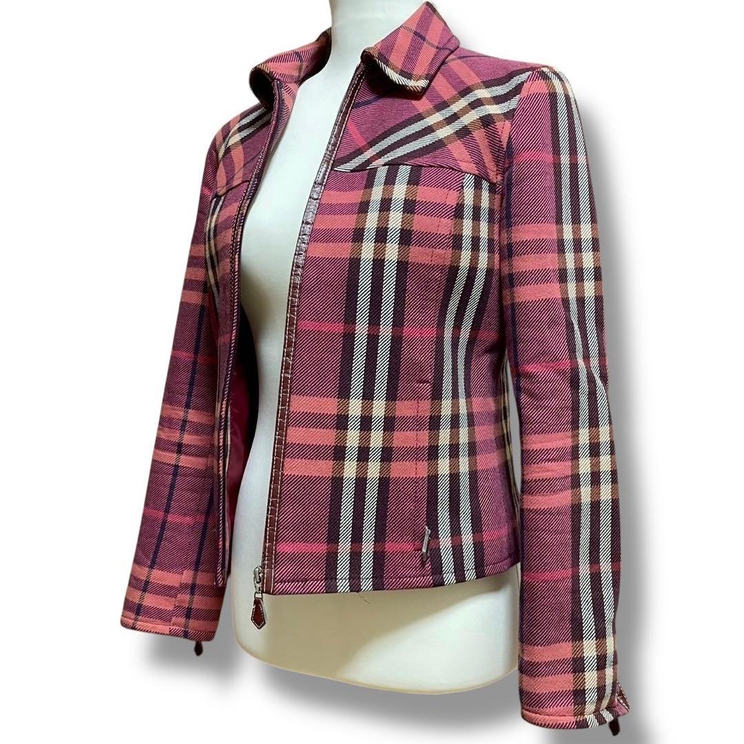 バーバリーブルーレーベル ノバチェック ジャケット ピンク 38