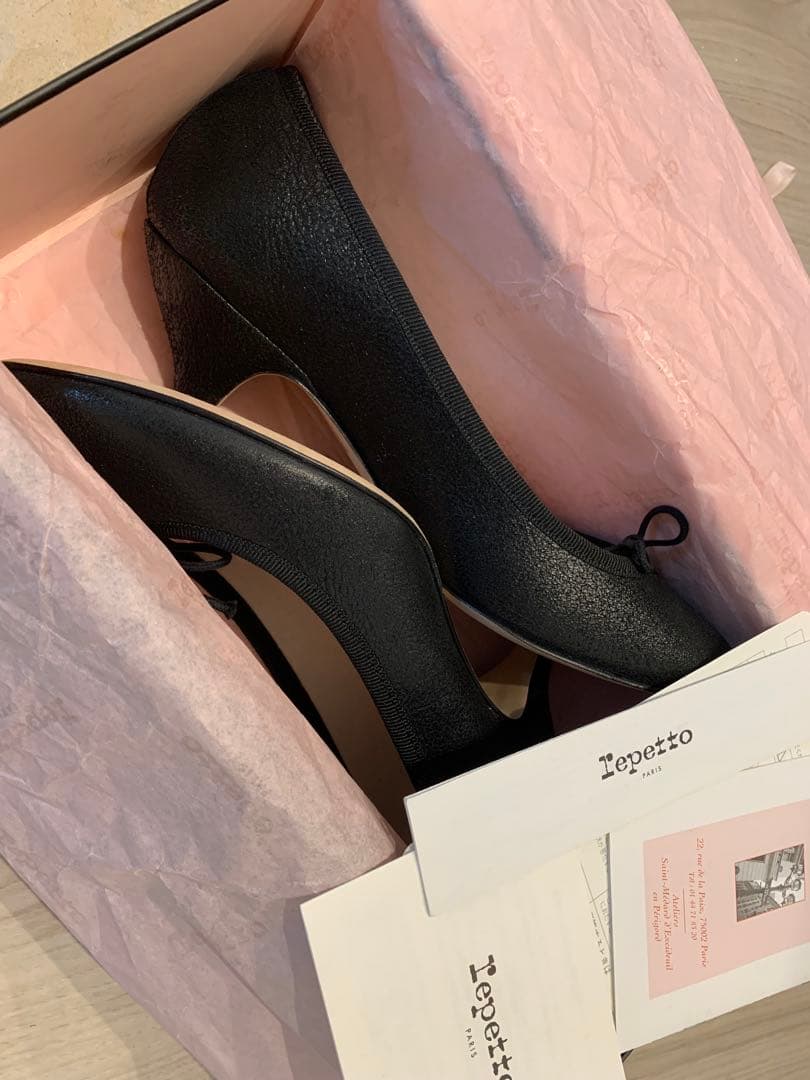 レペット　Repetto リボン付 ブラック バレエシューズ　37.5