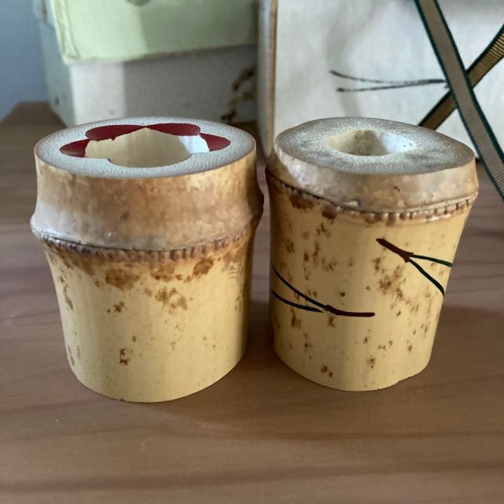 岩木秀斎 竹蓋置 松竹梅 一双★共箱・布・紙箱