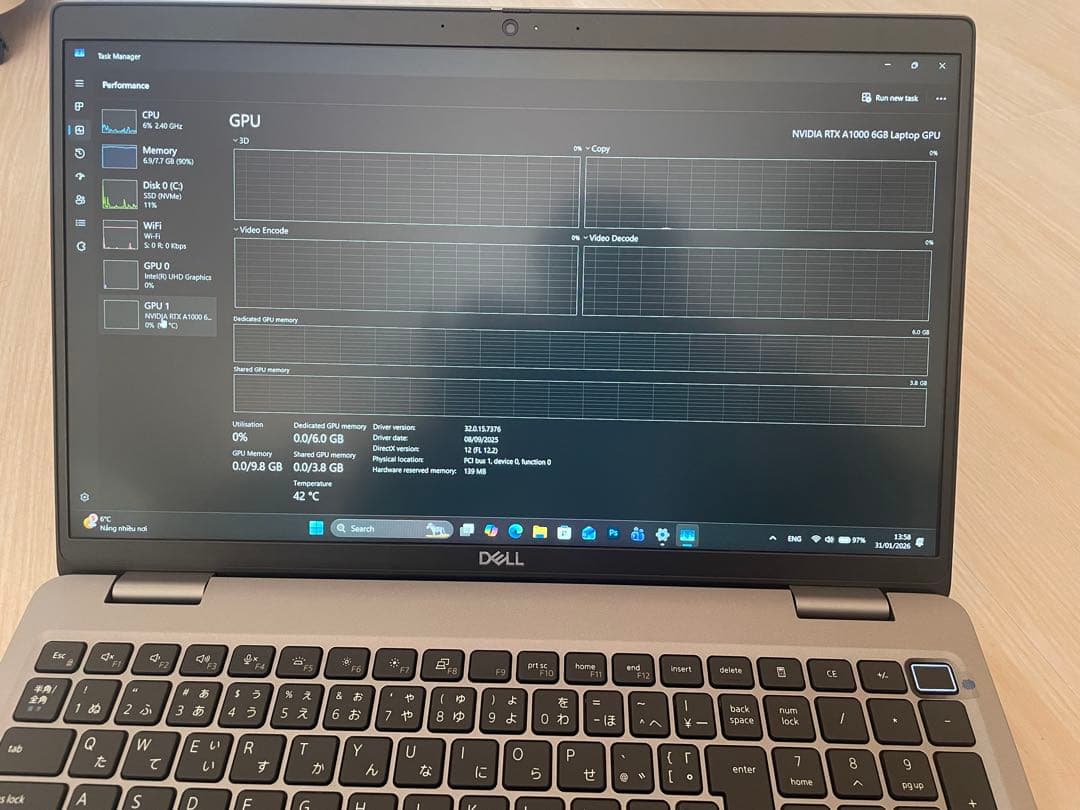 Windowsノート本体 Precision3581 i5 th13 512gb rtxA1000 6Gb