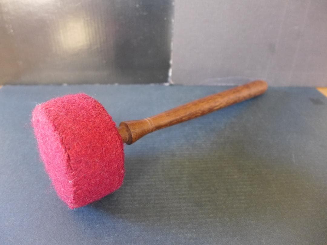 時代物　明治大正期頃？　大変古い銅鑼　度鑼 古銅　鍛金作り　桴付き 茶道　骨董