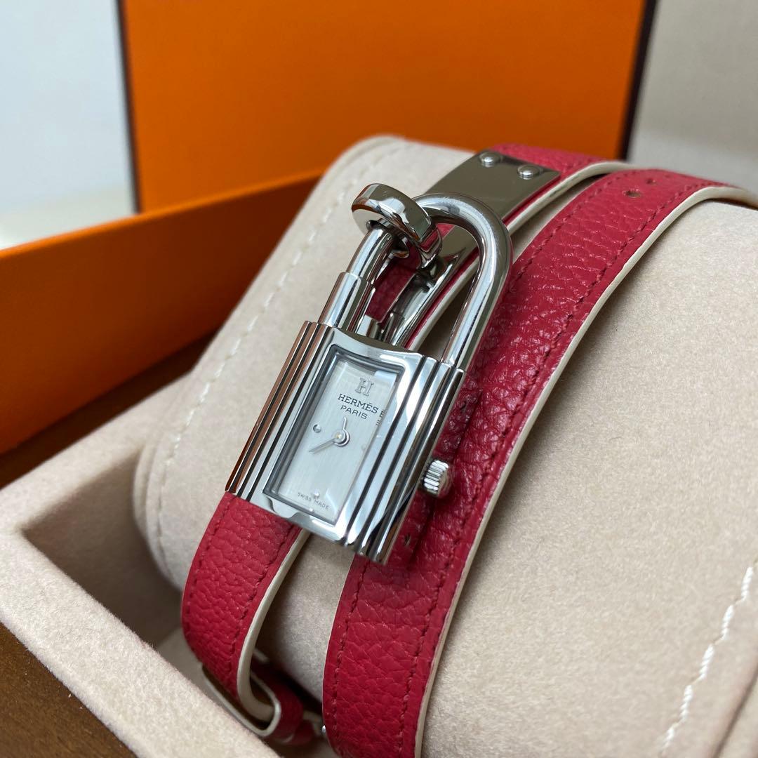 HERMES ケリーウォッチ　ドゥーブル　ピンク×シルバー金具