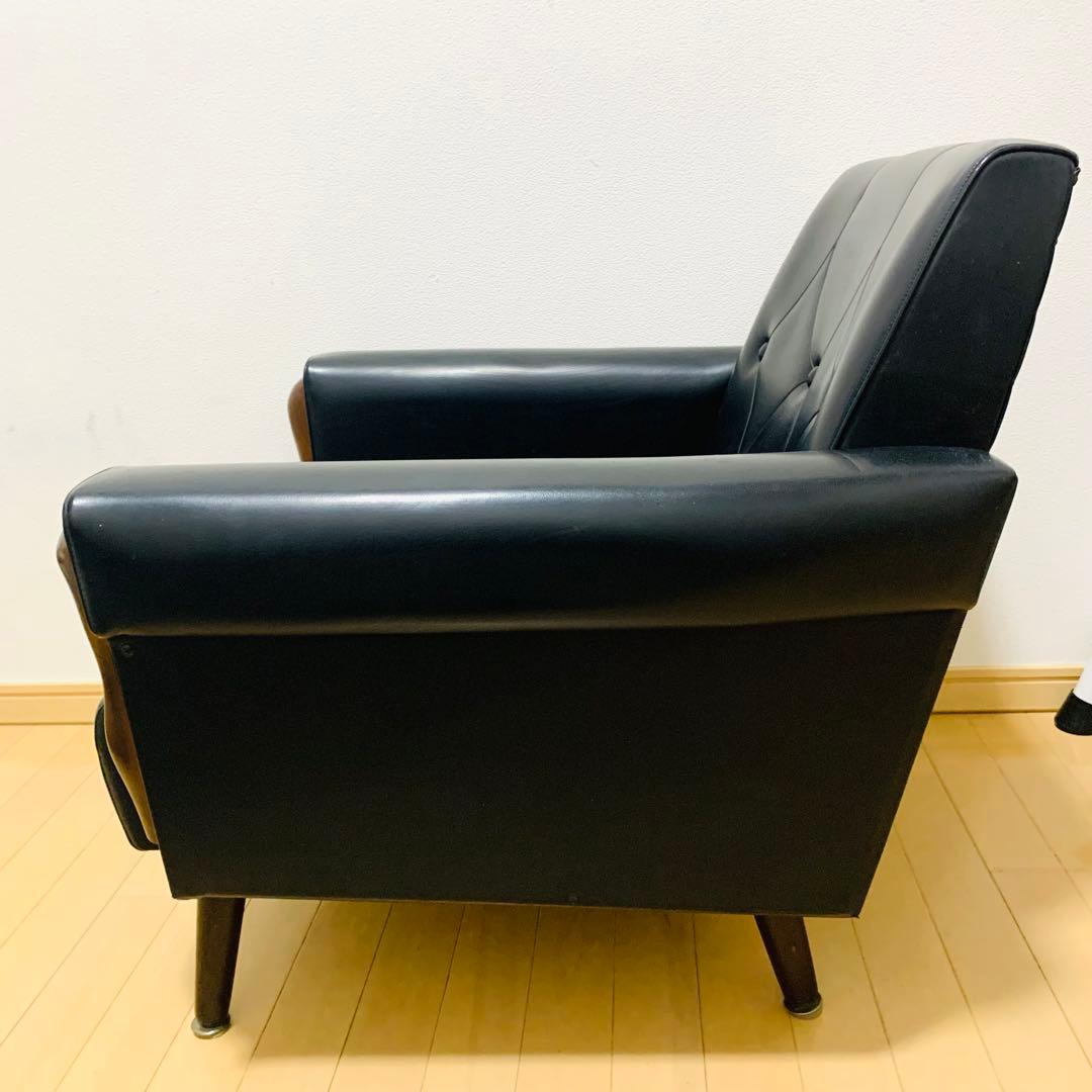 ヴィンテージ 1人がけソファー レトロ 大きめ ふかふか ひじ掛け レザー
