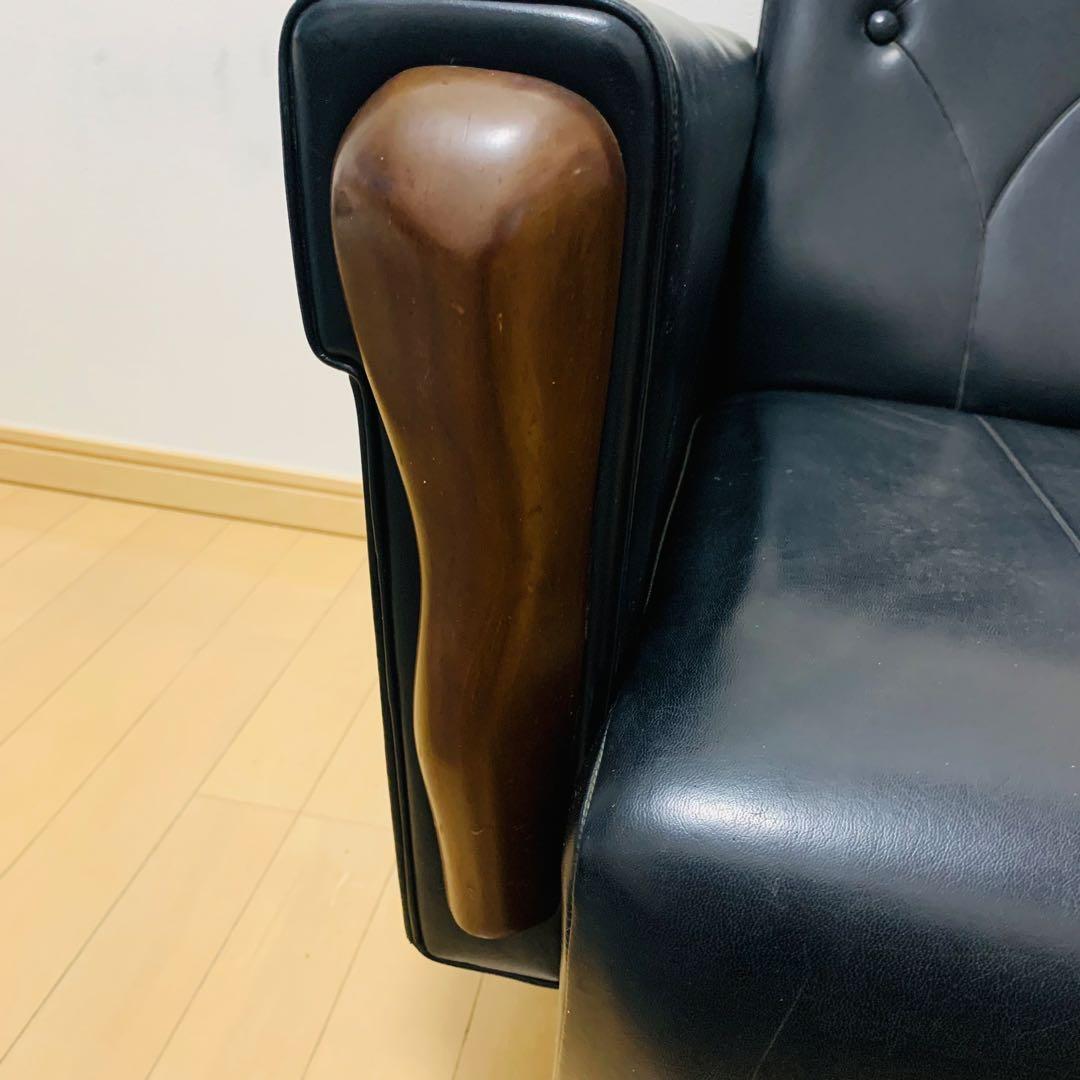 ヴィンテージ 1人がけソファー レトロ 大きめ ふかふか ひじ掛け レザー