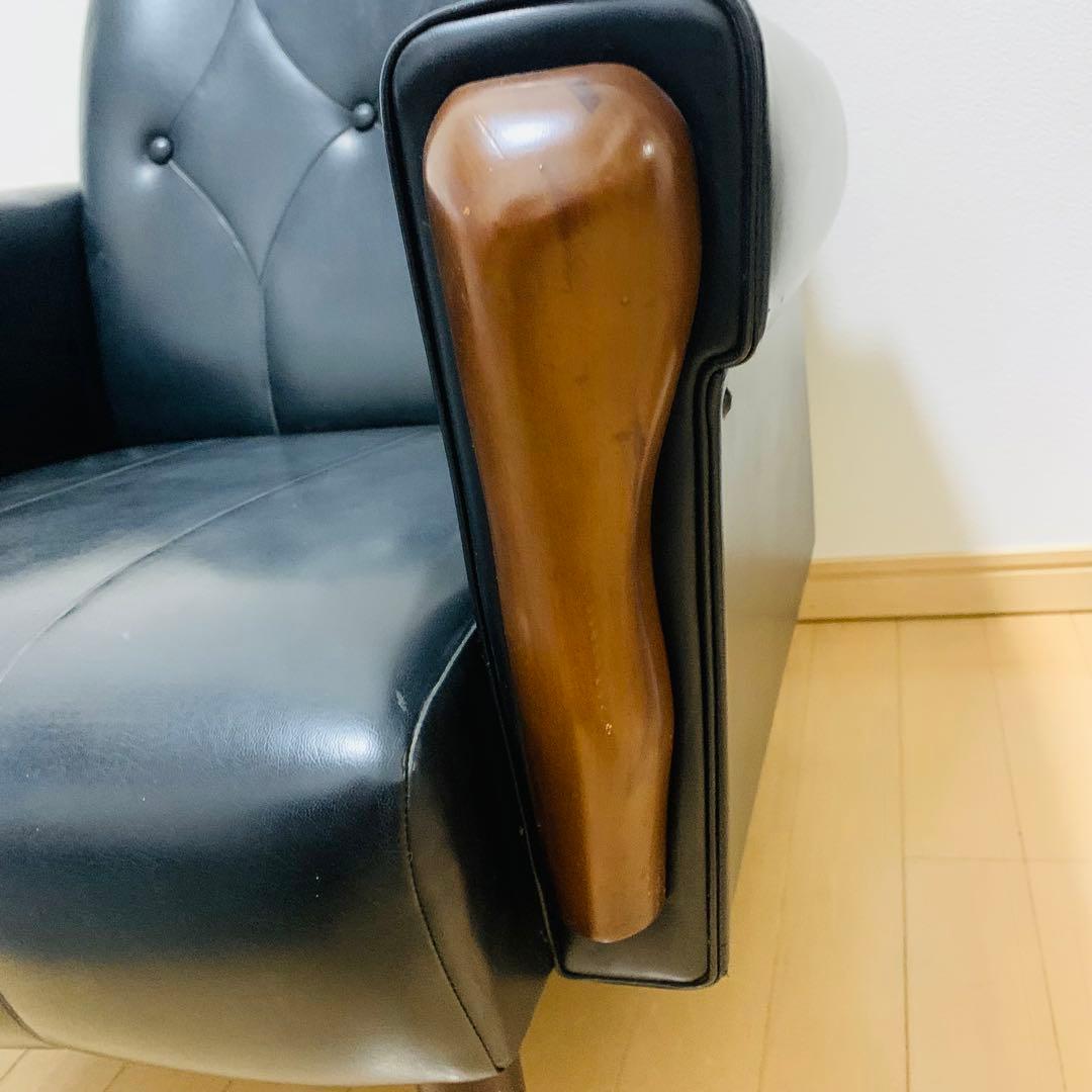 ヴィンテージ 1人がけソファー レトロ 大きめ ふかふか ひじ掛け レザー