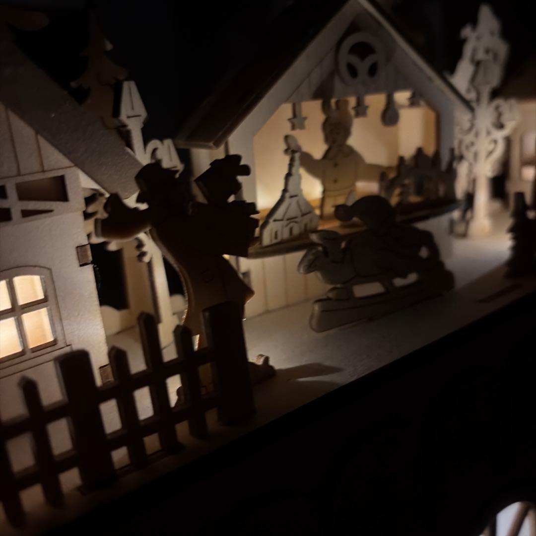 北欧ノルディックの木製アドベントカレンダーX'mas 乾電池式ライト