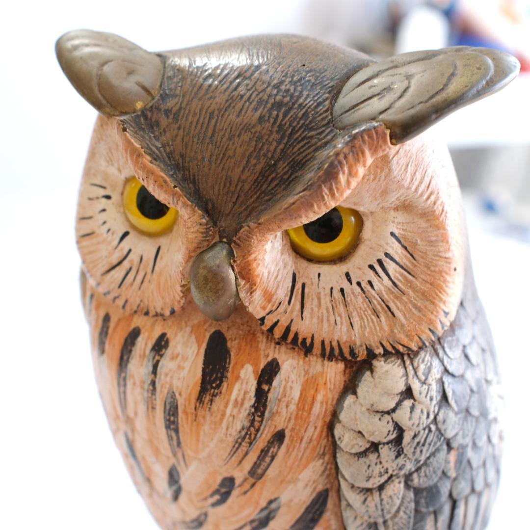 イタリア製フクロウの彫刻 約35cm
