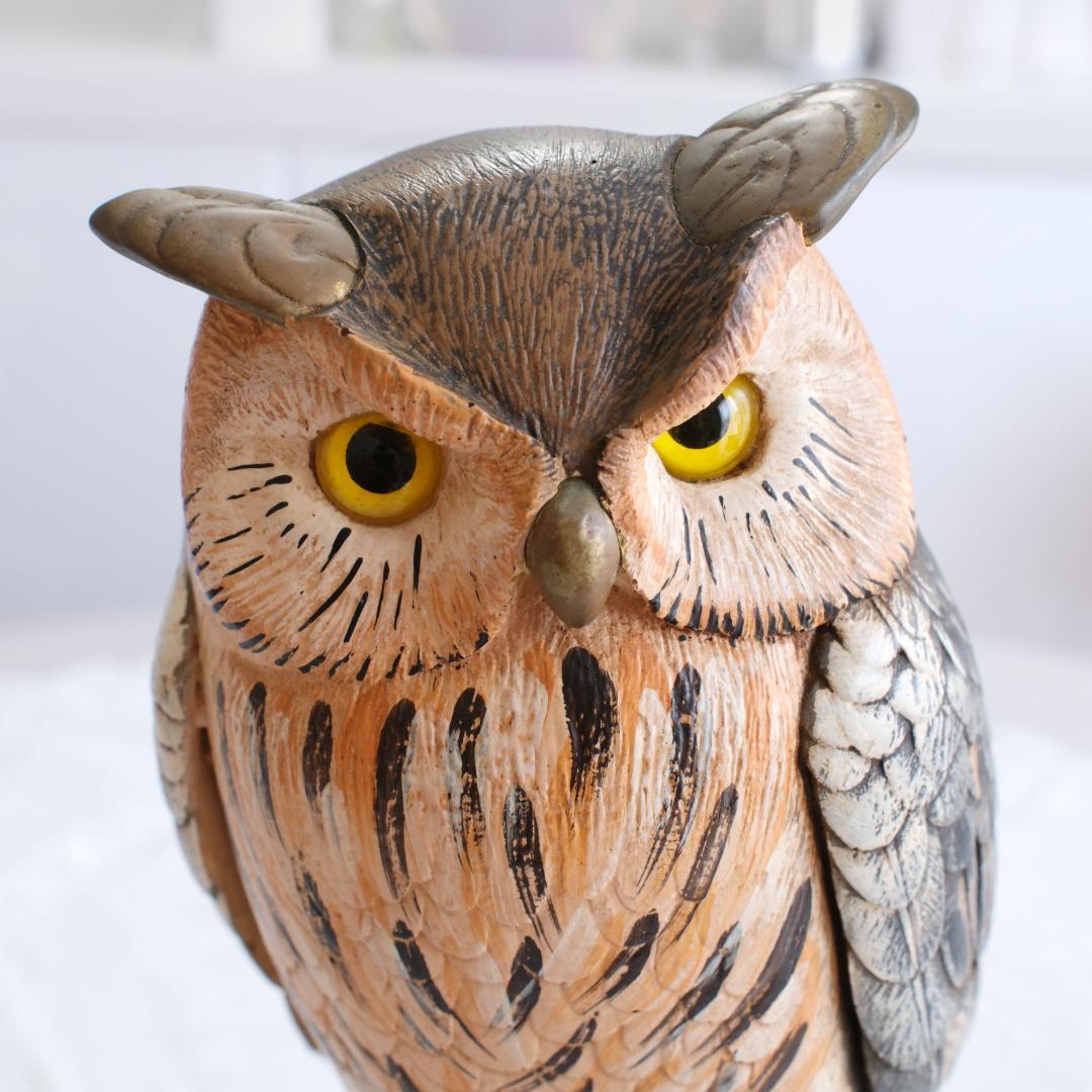 イタリア製フクロウの彫刻 約35cm