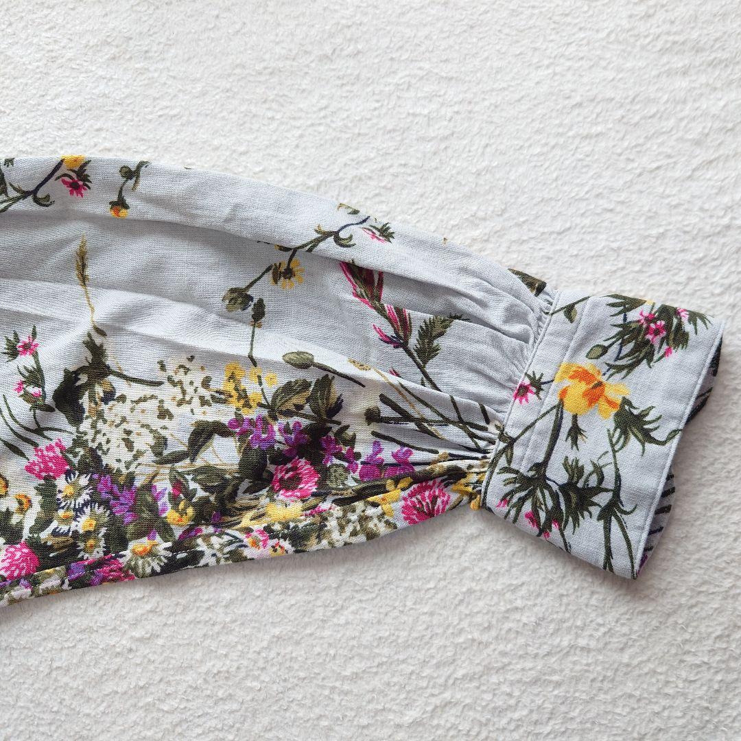 未使用品45R インドカディブーケストライププリントのリボンブラウス 45rpm