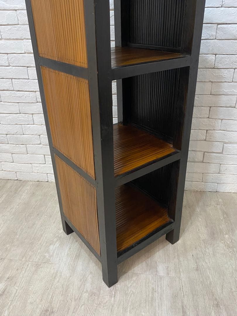 【Tak0310】高級　バリ家具　バンブー　シェルフ　ラック　棚　本棚