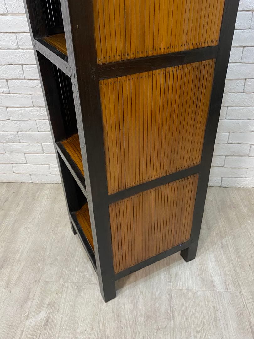 【Tak0310】高級　バリ家具　バンブー　シェルフ　ラック　棚　本棚