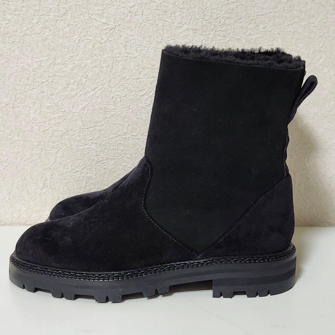 ほぼ新品 マノロブラニク ムートンショートブーツ 36 ブラック TOMOSA