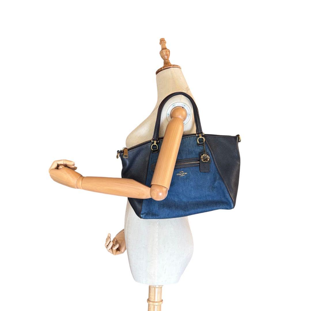 COACH コーチ デニムブルー ショルダーバッグ 2way ティーローズ