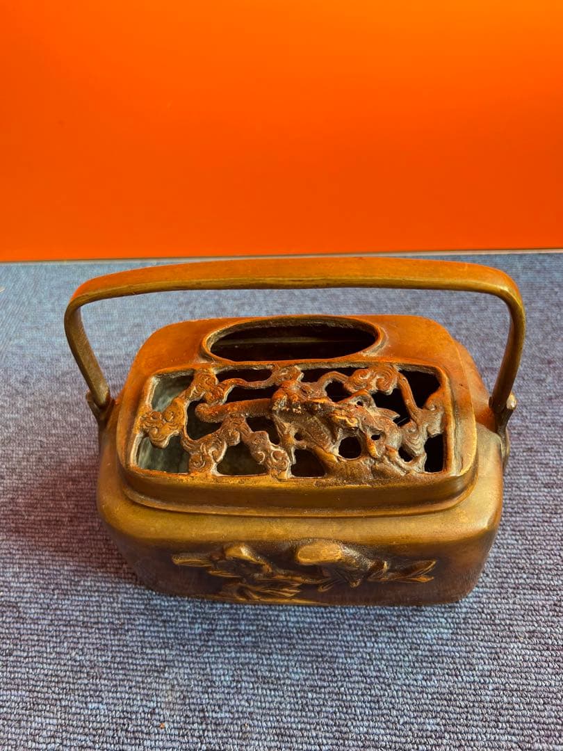 1033 中国骨董　大明宣徳年製銘　銅製　手炉　香炉　時代物