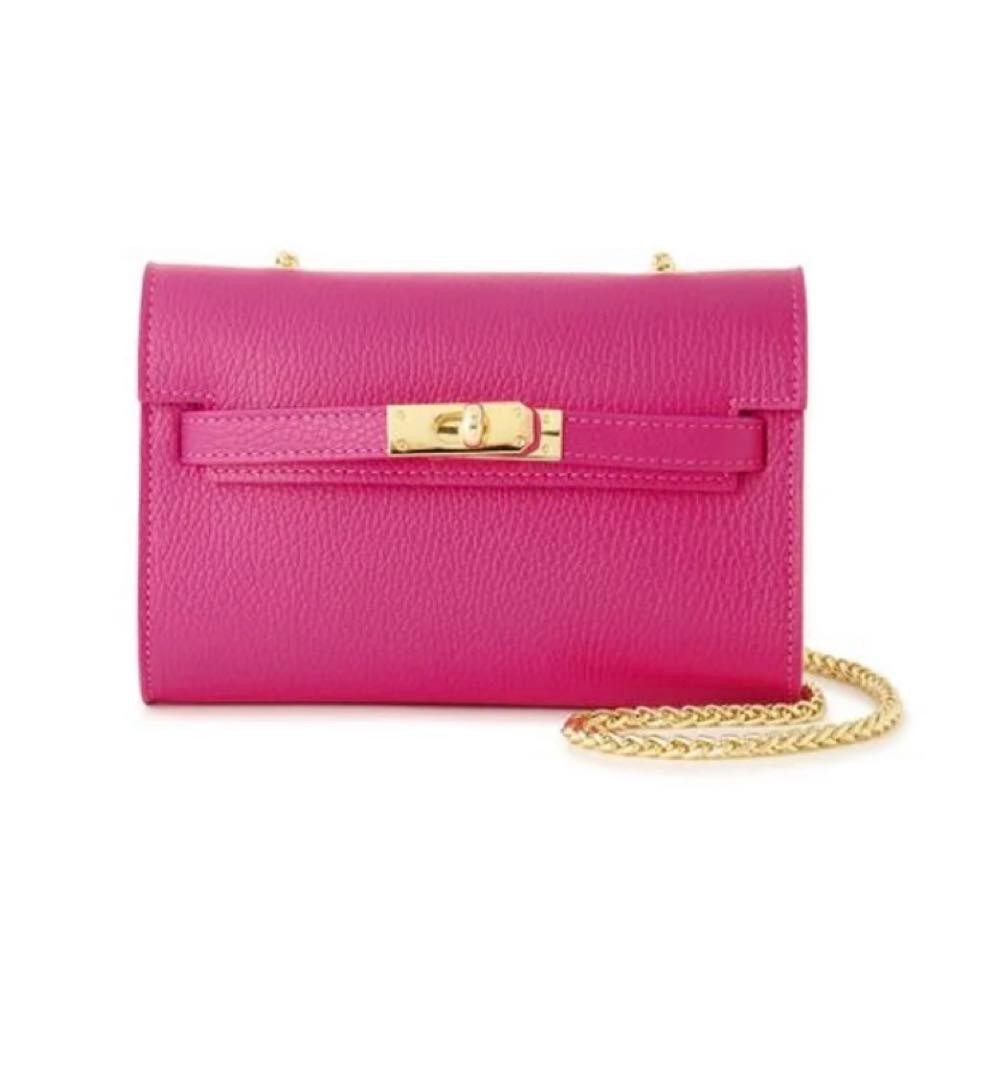 極美品　ピンキー＆ダイアン　チェーンハンドバッグ （ピンク）　本革　レザー