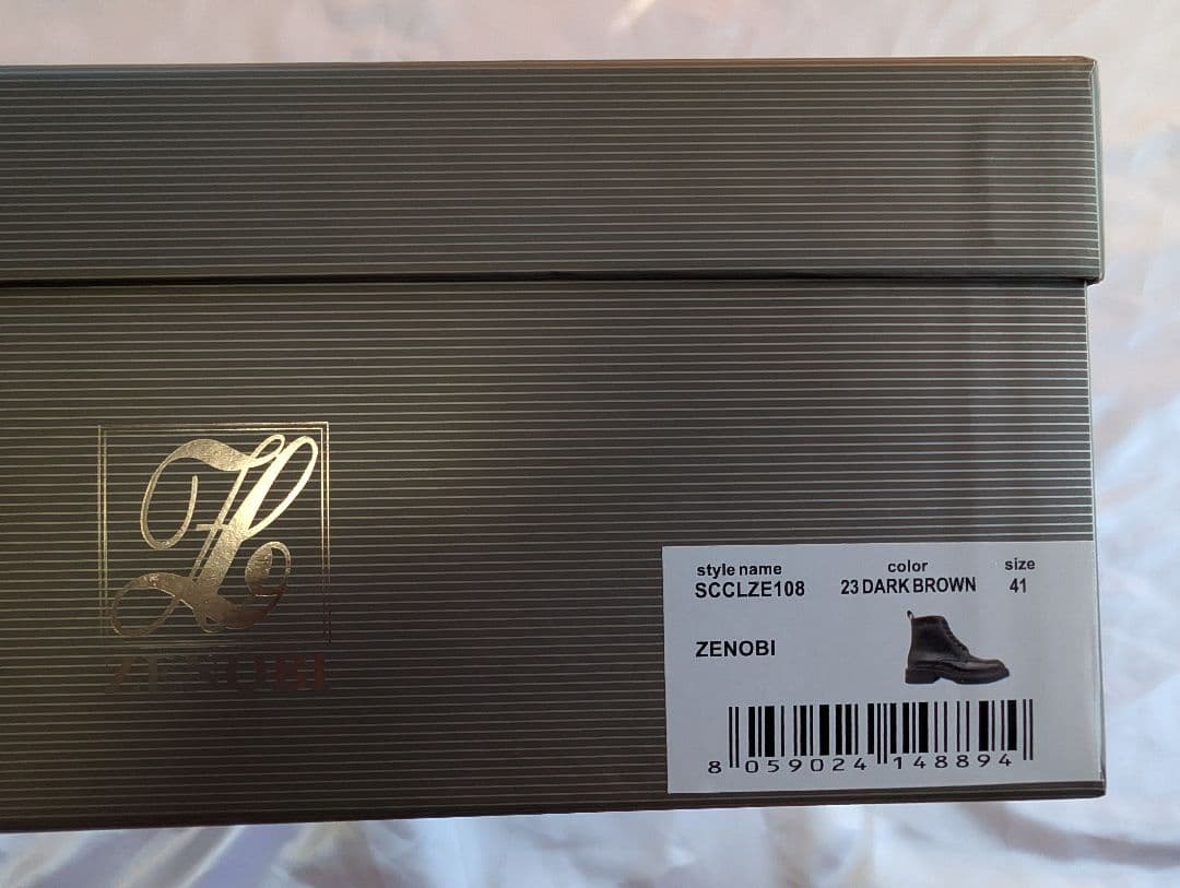 新品未使用　ZENOBI サイドジップ　レザー　ブーツ　ブラウン