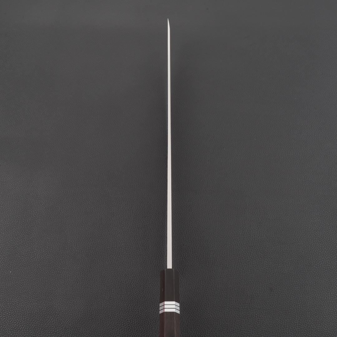 11071鬼反り先丸包丁尺二鏡面仕上げ刺身包丁刃は究極の切れ味黒檀五本銀巻八角柄