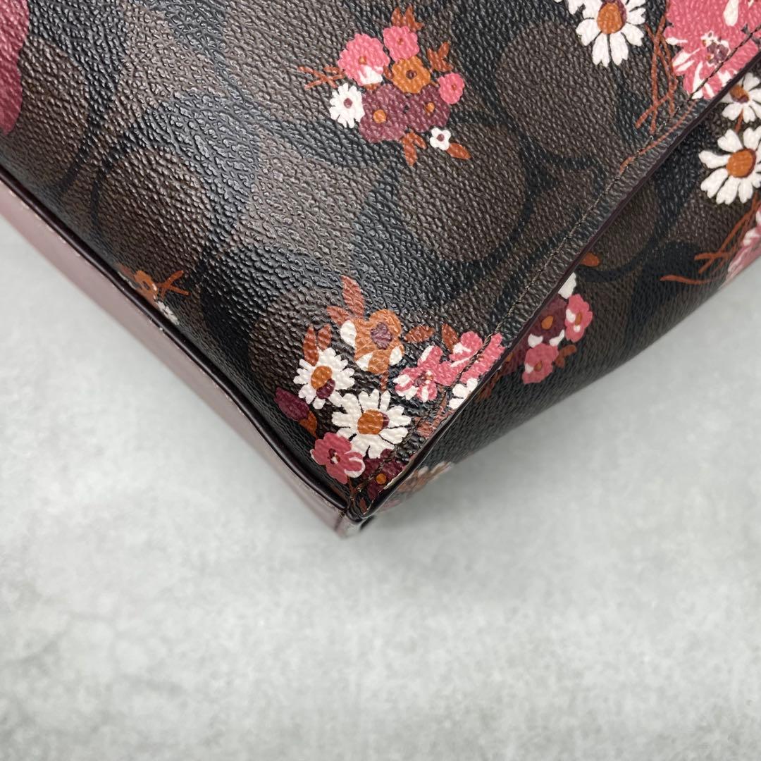 専用✨コーチ 2way ハンド ショルダーバッグ PVC×レザー 花柄 肩掛け