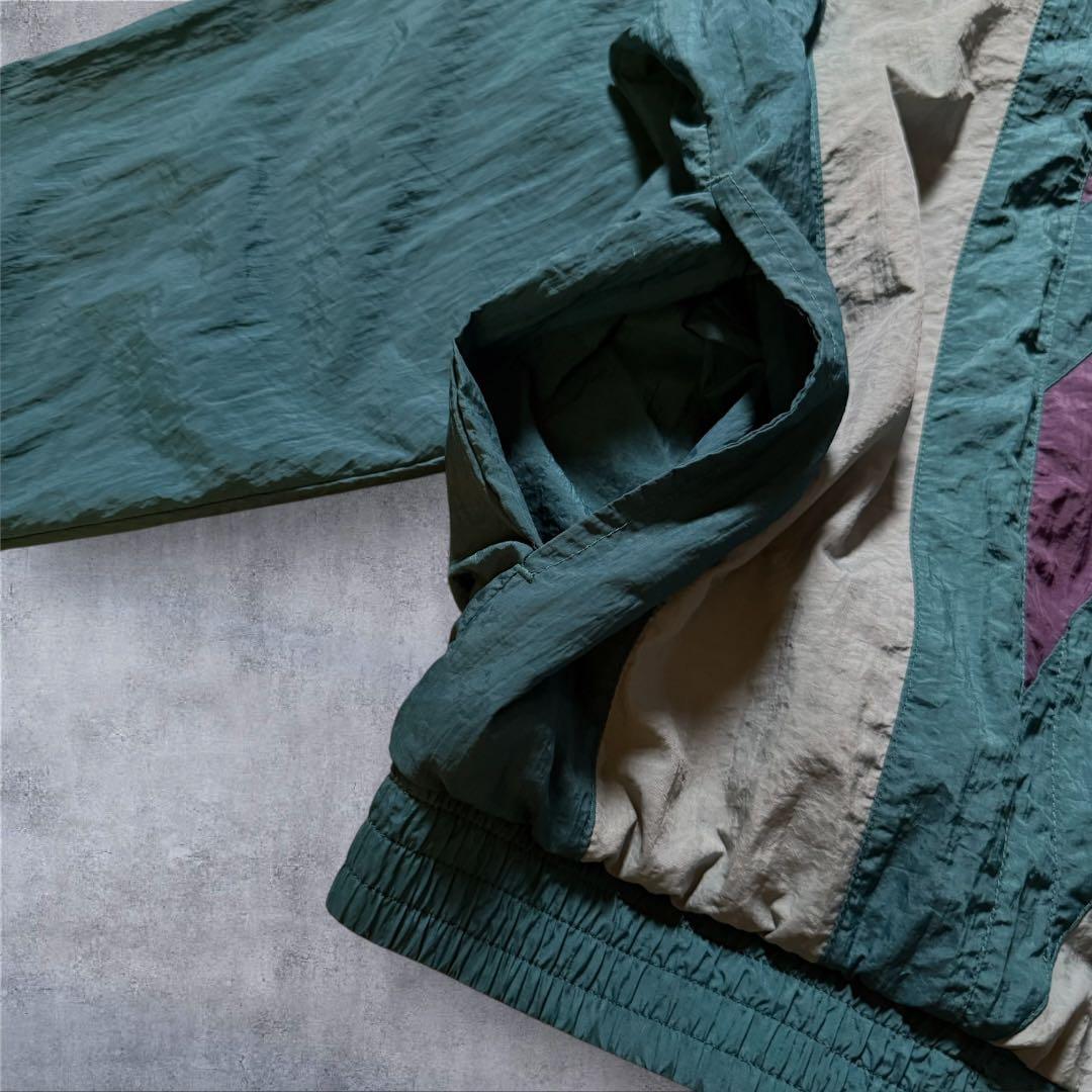 1501 古着90年代adidasナイロンジャケット刺繍ロゴ好配色マルチカラー