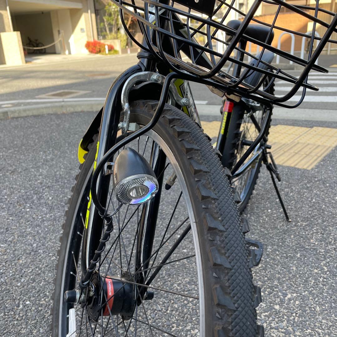 キッズバイク 黒と黄色 アサヒ　前部バスケット付き　26インチ