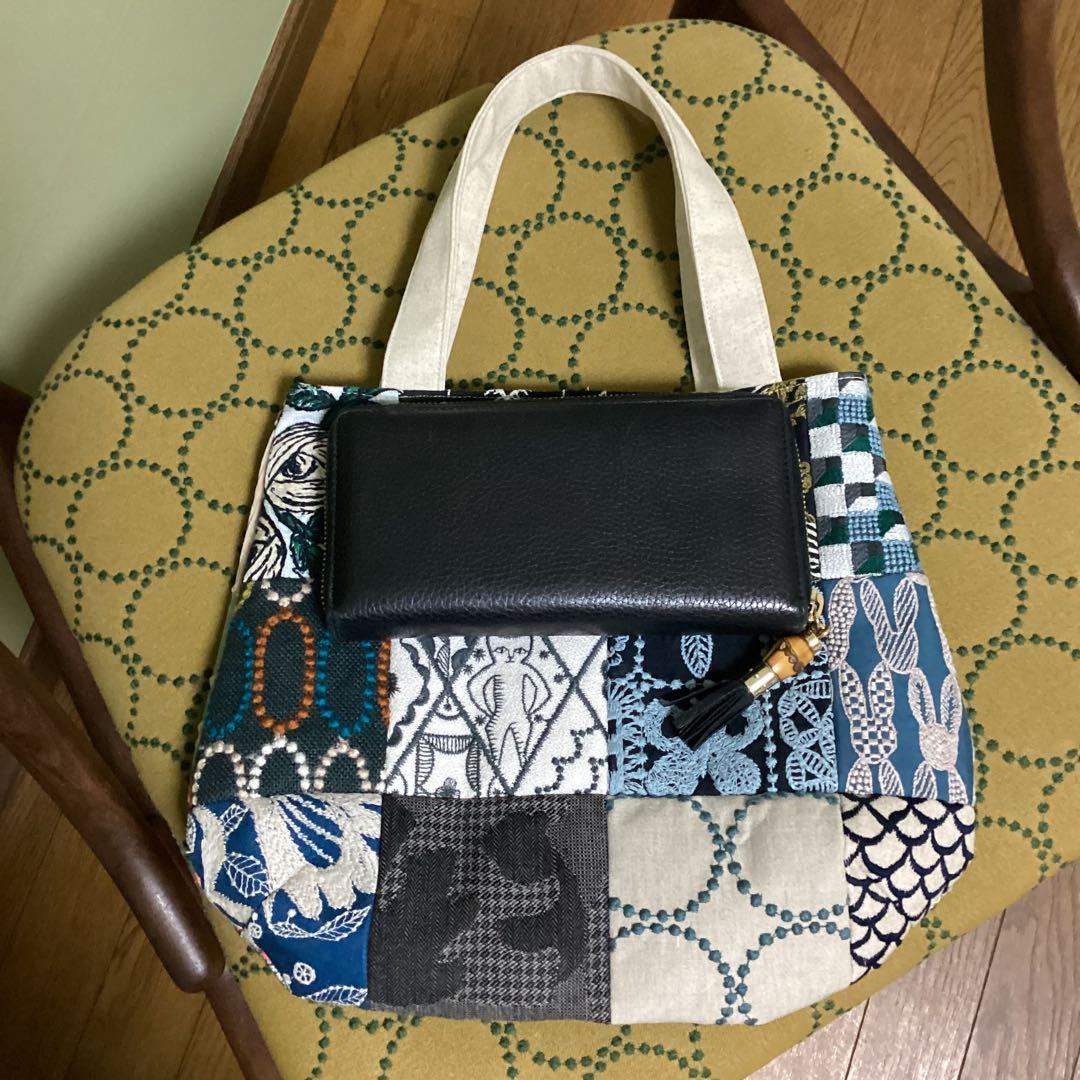 ミナペルホネン　パッチワークふっくらまるみのトートバッグハンドメイド