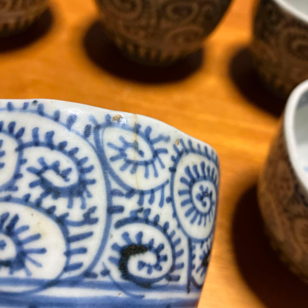 蛸唐草模様　蕎麦猪口　骨董品　アンティーク