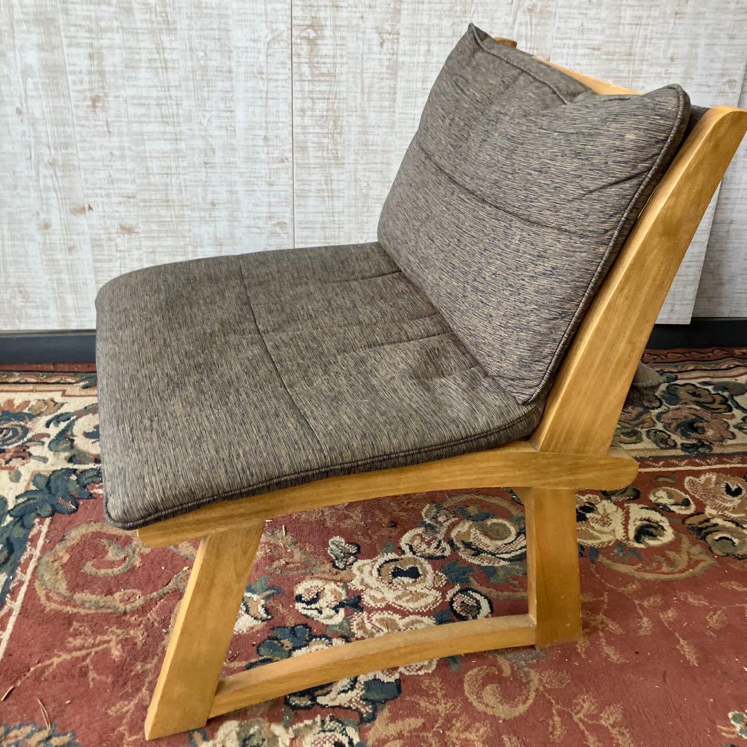 ③ 北欧レトロ ミキモク 雅 木製フレーム アームレスチェア 一人掛けソファー