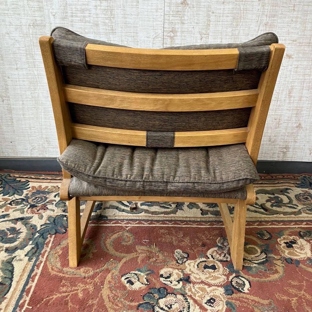 ③ 北欧レトロ ミキモク 雅 木製フレーム アームレスチェア 一人掛けソファー