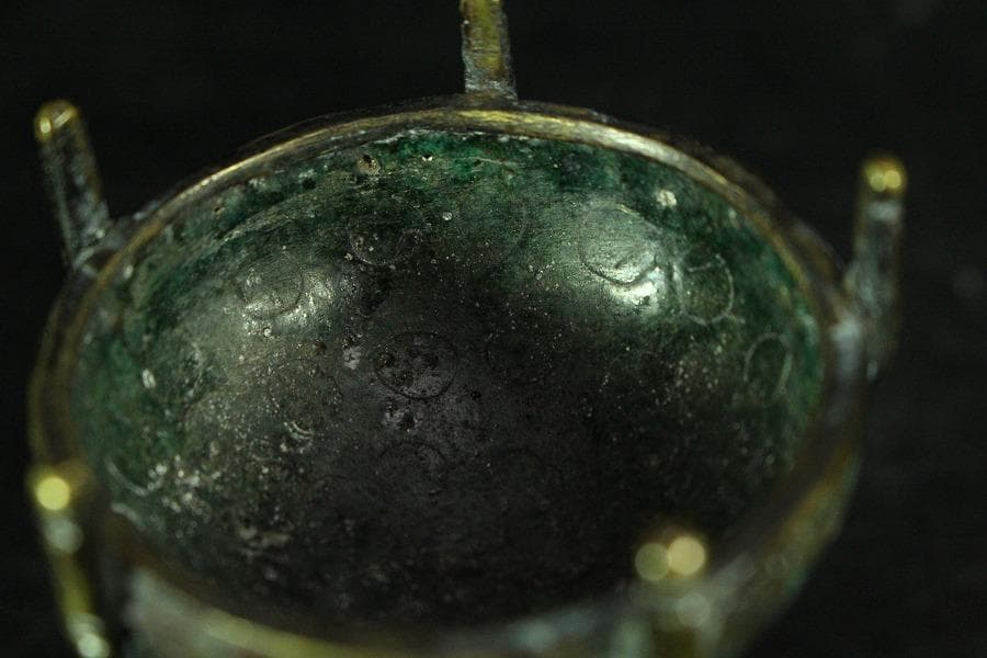 中国美術 唐物 捻紋 七宝 蓋置 書付(K-A823)