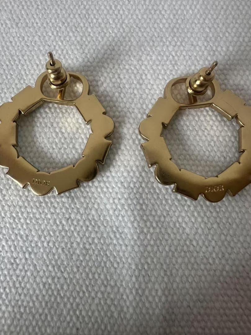 DIOR クリスタルフープピアス シルバー