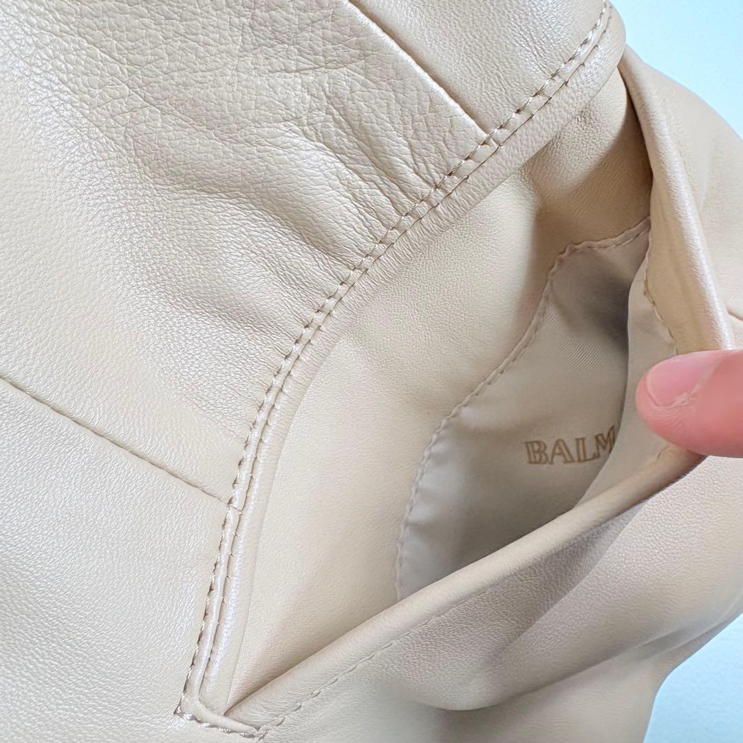 BALMAN レザージャケット 羊革 ジップアップ ベージュ 13 バルマン