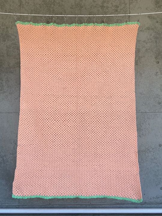 古着 ビンテージ 80s 厚 グラニー ブランケット 絨毯 キャンプ ラグ 美品