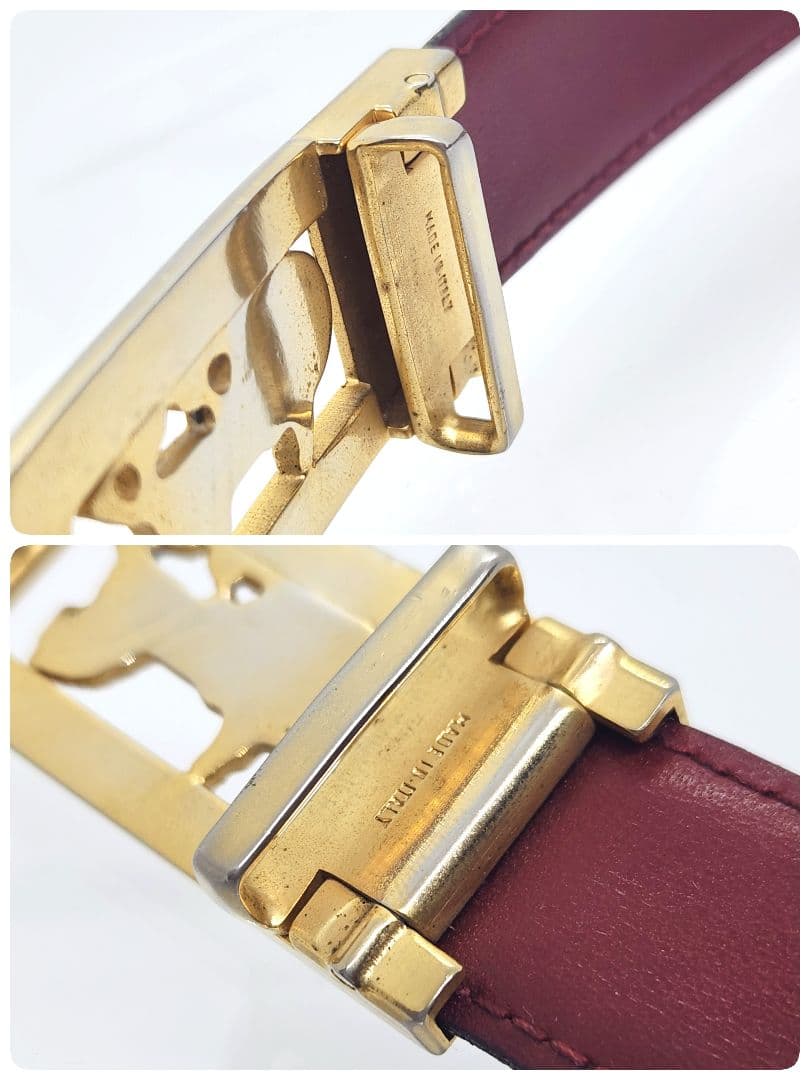 ゴールド 馬車金具 リバーシブル レザーベルト CELINE セリーヌ