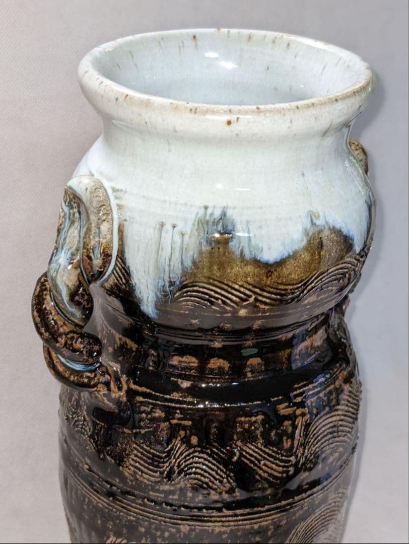 唐津焼　山口康雲　久峰陶苑　朝鮮唐津　花入れ　花瓶　花生け　フラワーベース　花器