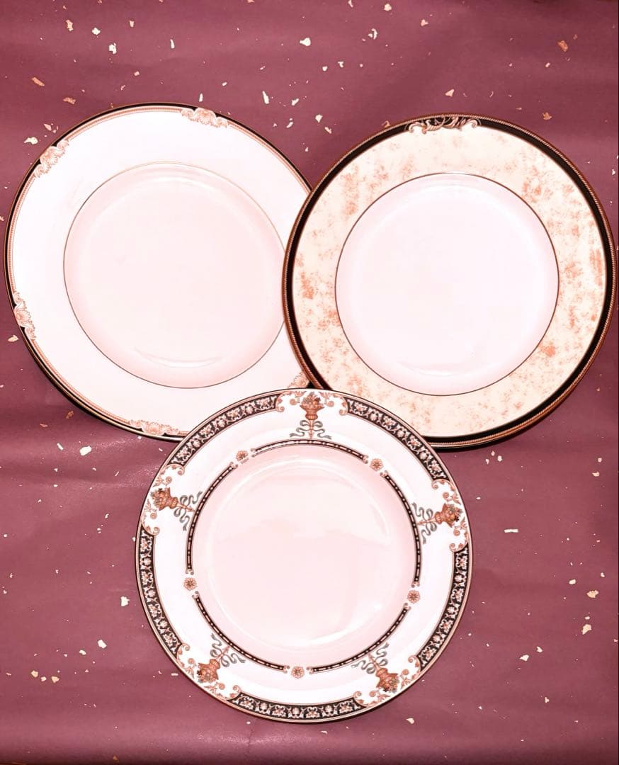 新品❗️27cmビンテージ厳選3品プレートウェッジウッドイギリス製22金縁取皇室