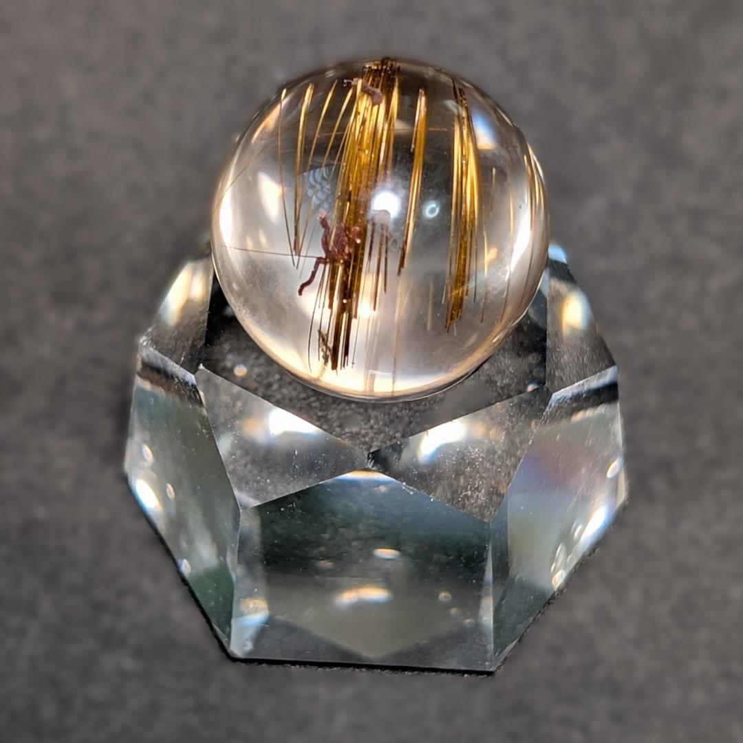 一点物 タイガータイチンルチルスフィア 18ミリ クリスタル台座 最強金運