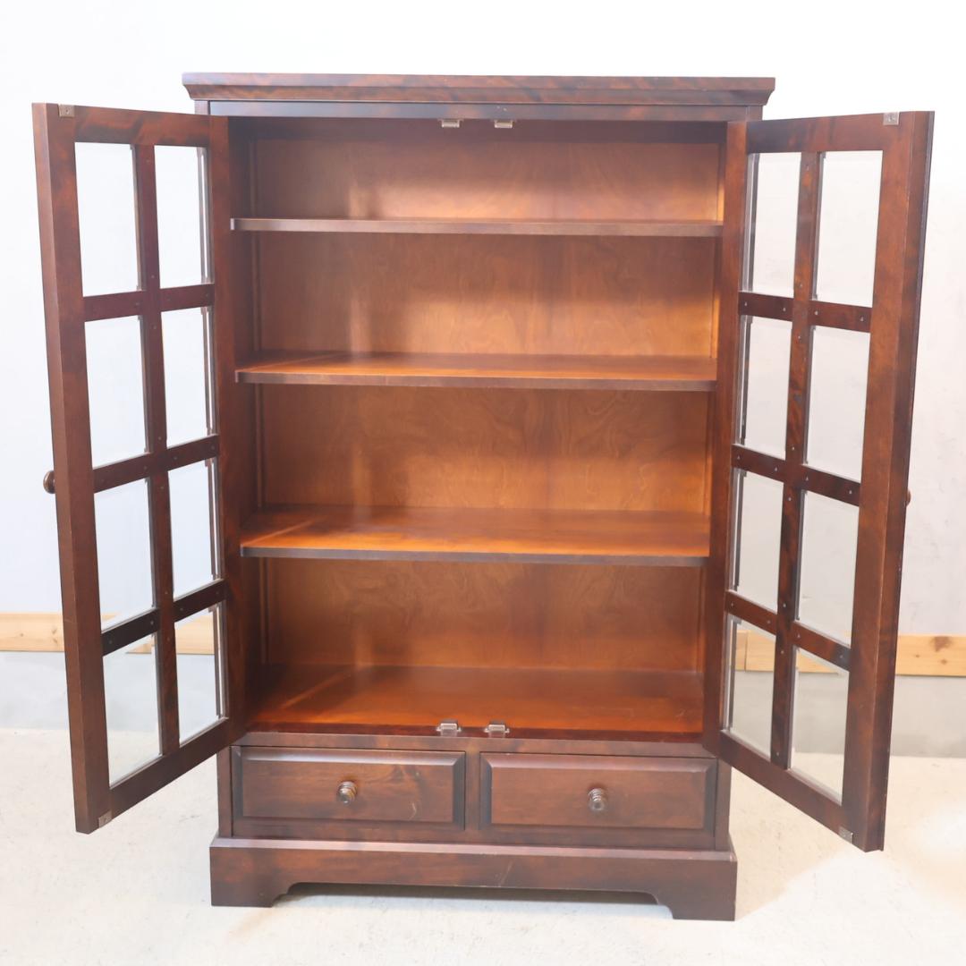 北海道民芸家具 樺材無垢 本棚 ブックキャビネット 天然木 収納家具 飾り棚