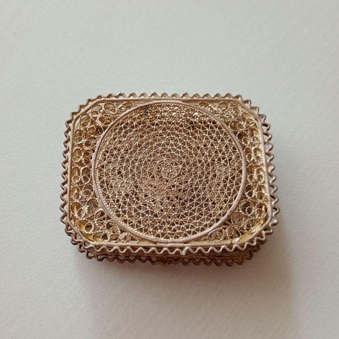 イタリア製・手作り伝統工芸品　銀製レース模様の小物入れ 925　アンティーク小物