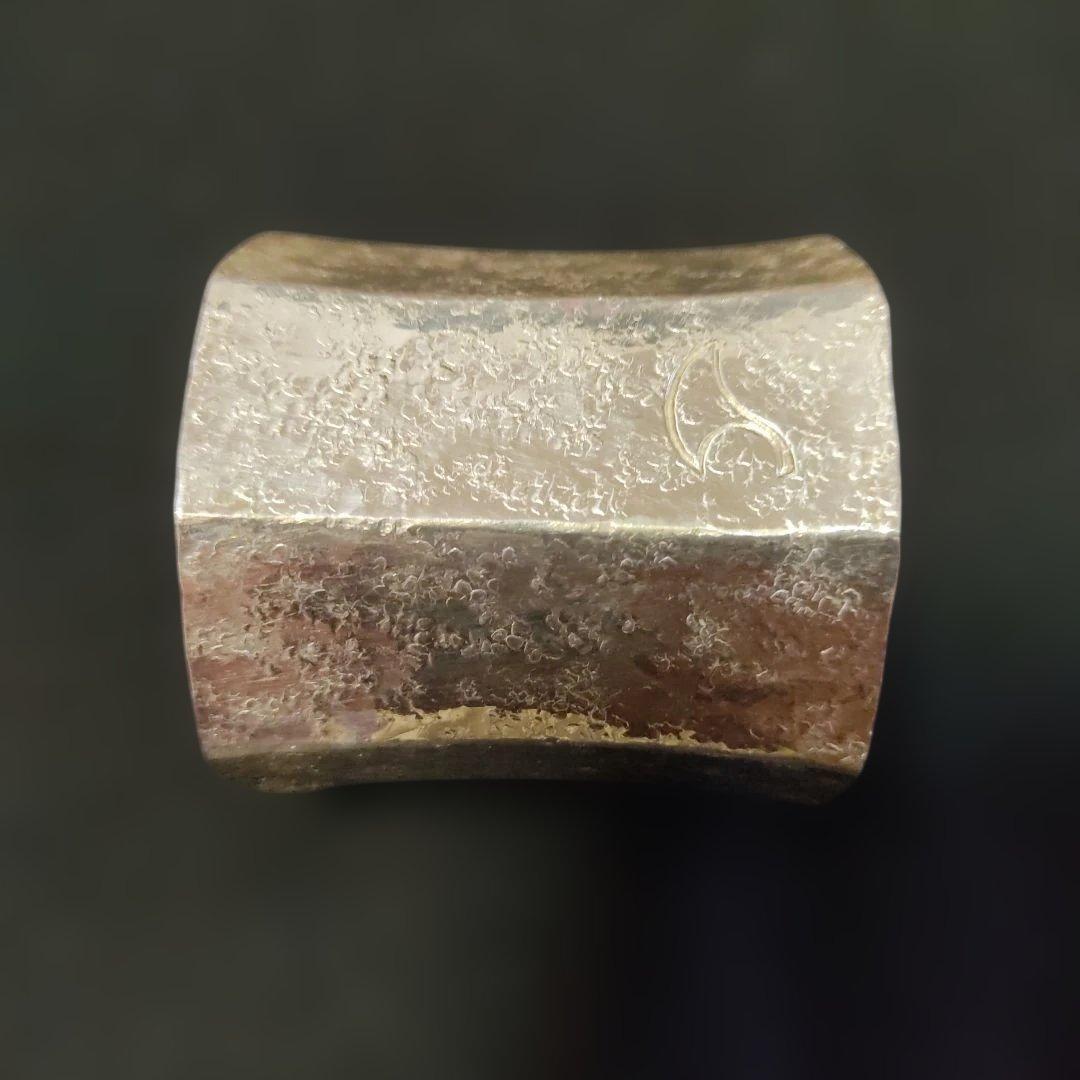 南鐐八角蓋置き。竹影堂。銀製品。 銀杏、いちょう。約70g。茶道具。