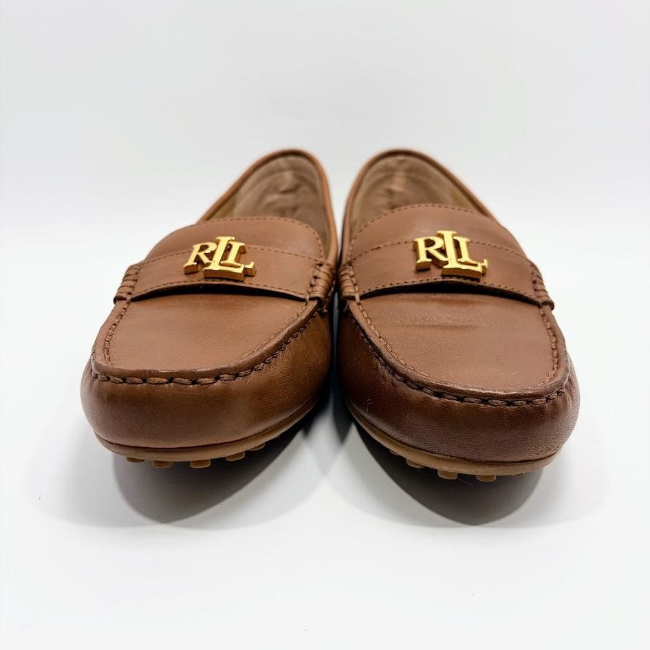 【美品】LAUREN ラルフローレン ドライビング シューズ ロゴ ローファー