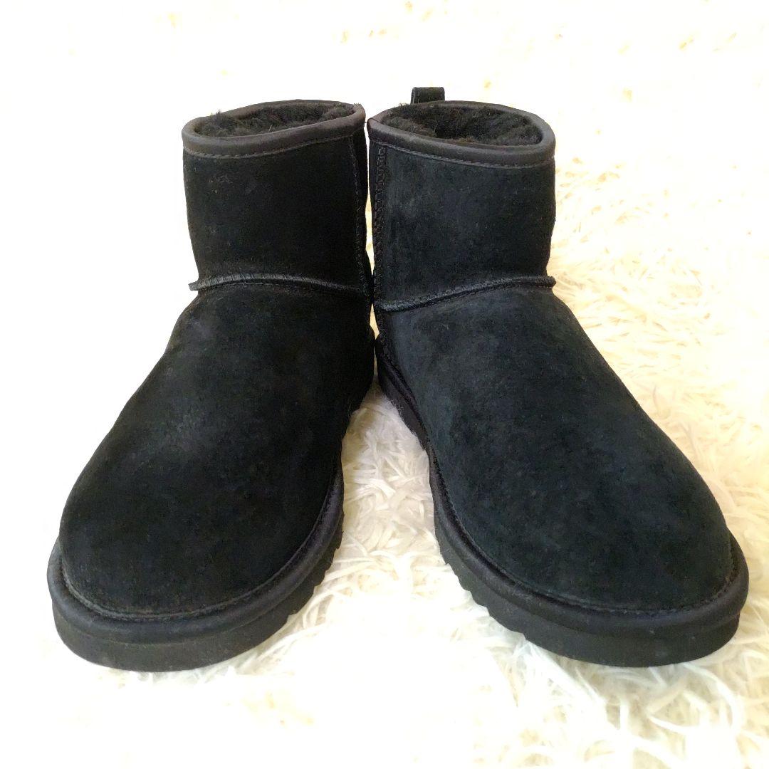 【美品】UGG アグ ラインストーン リボン ムートンブーツ ブラック　黒