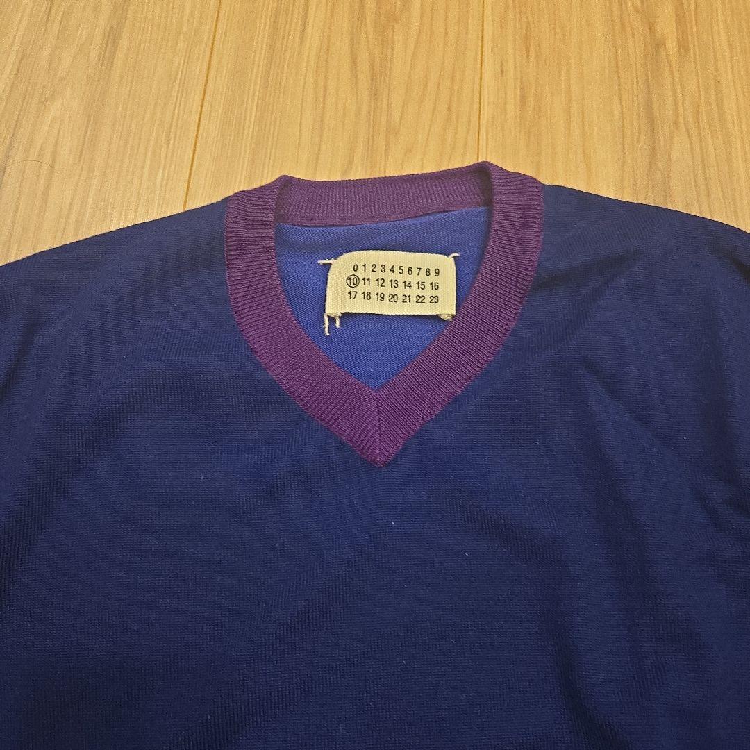 ^*^様 マルタンマルジェラ期 ネイビー・パープル Vネックセーター M