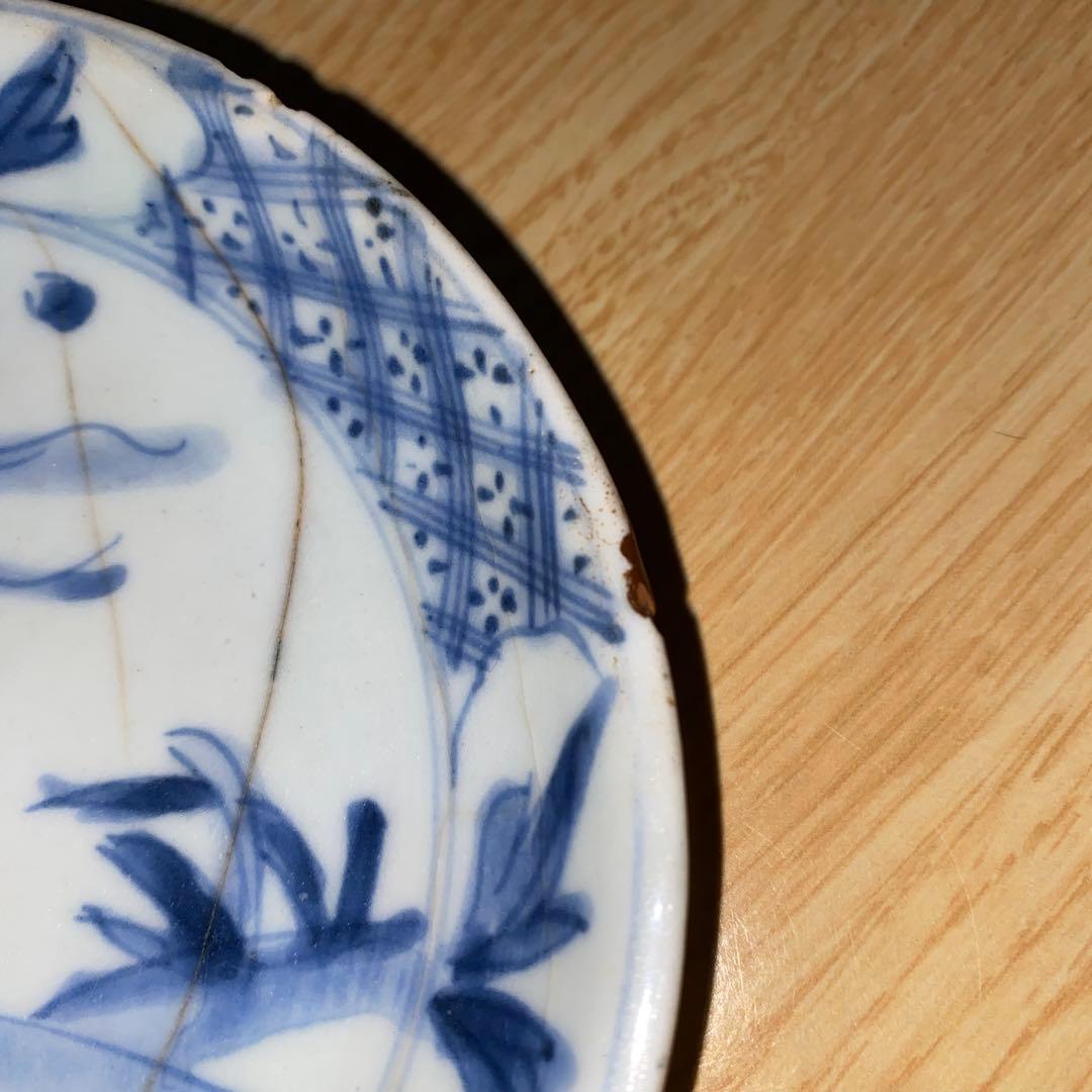 初期伊万里　染付芙蓉草鳥文皿　1620年頃