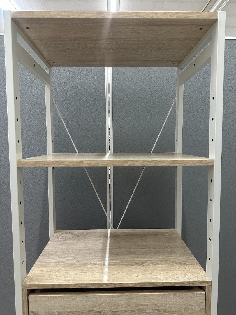 LOWYA　シェルフ　4段引き出し付き　ベージュ