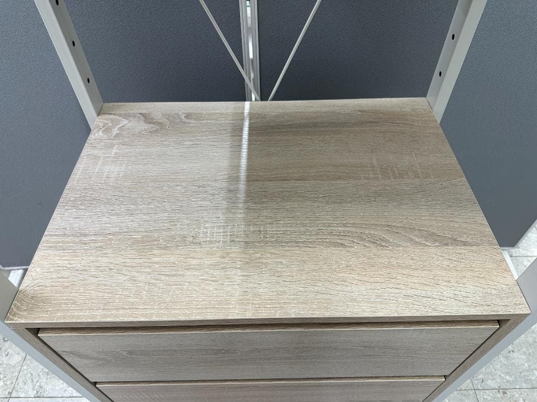 LOWYA　シェルフ　4段引き出し付き　ベージュ