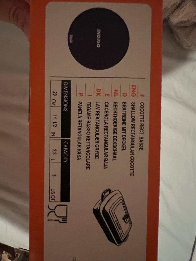 ルクルーゼ ココット レクタンギュラー インディゴブルー 29cm